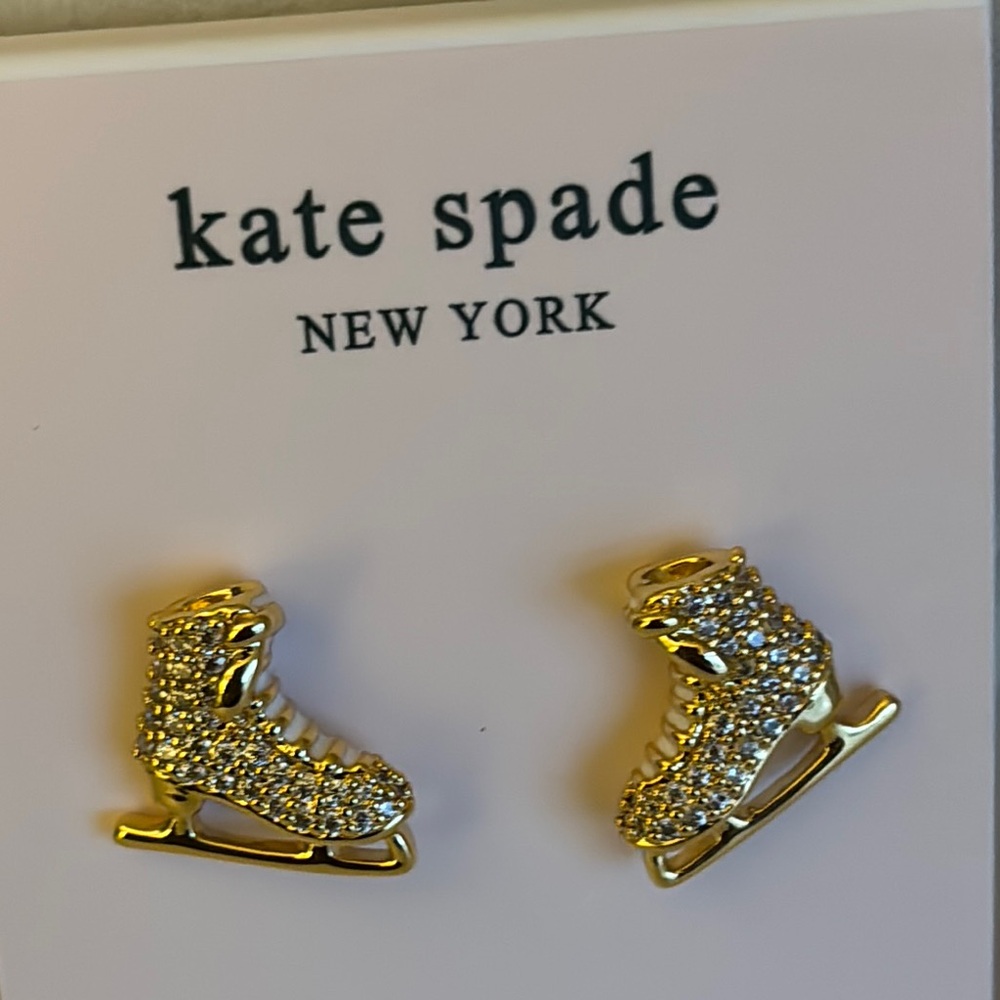 ♠️ Kate Spade Gold Skate Necklace with Festive Charm and Skate earrings ♠️ - Picture 2 of 9
